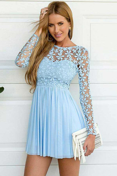 Pale blue long sleeve dress best sale