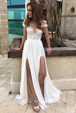 Illusion Neck Chiffon Wedding Dresses A Line Boho Wedding Gowns WW324