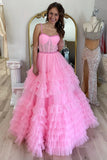 Tiered Ruffle Tulle Prom Dress Beaded Evening Dress Wp458