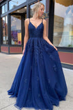 Navy Blue Tulle Long Prom Dress Long Evening Dress,WP022
