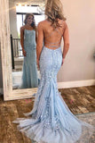 Mermaid Spaghetti Straps Prom Dress Backless Evening Dress,WP056