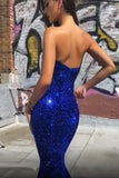 Gorgeous Sparkly Mermaid Strapless Long Prom Dress Evening Dress,WP191