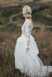 See Through Long Sleeve Boho Wedding Dress Separates Wedding Dress,WW156