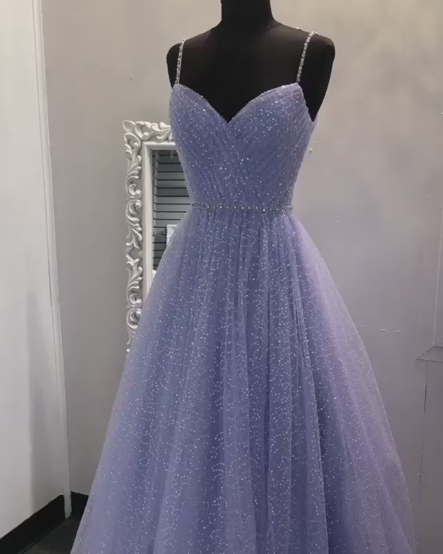 Sparkly Sweetheart Prom Dress Beading Lavender Evening Dress,WP182