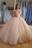 Sparkly Ball Gown Sweetheart Pink Lace Prom Dress With Rhinestone,WP323