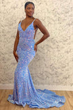 Sparkly Mermaid Sequins Prom Dress Backless Evening Dress,WP135