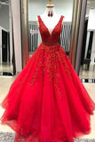 A-line Beaded Tulle Lace Long Prom Dress Long Party Dress,WP216