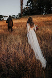 Lace Polka Dot Boho Wedding Dress Ivory Birdal Gown,WW087