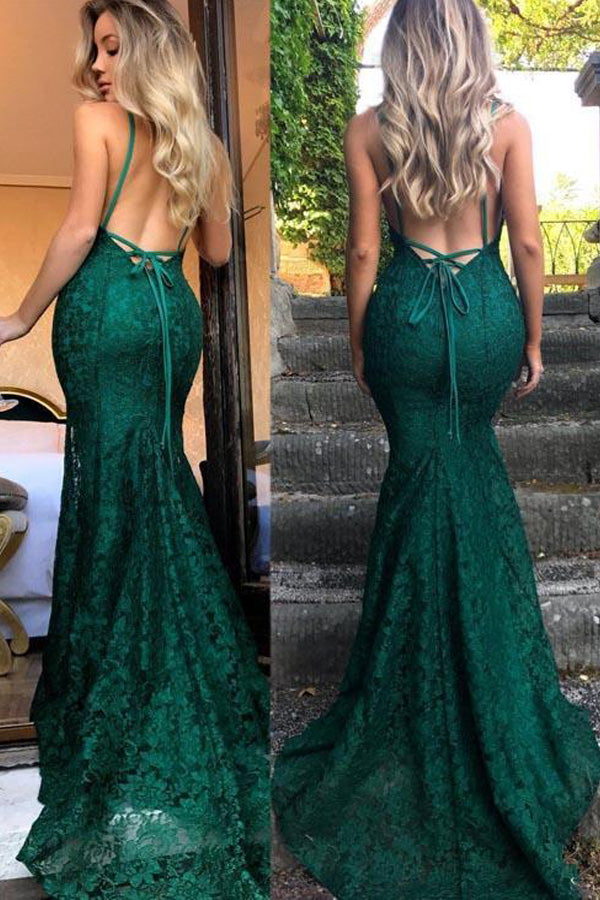 Mermaid Backless Lace Prom Dress Sexy Evening Dress,WP055