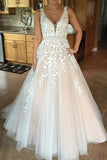 A-line Beaded Tulle Lace Long Prom Dress Long Party Dress,WP216