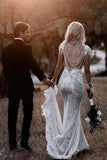Long Sleeve Illusion Neck Lace Wedding Dress Appliqued Bridal Gown,WW190