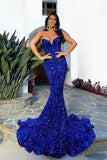 Gorgeous Sparkly Mermaid Strapless Long Prom Dress Evening Dress,WP191