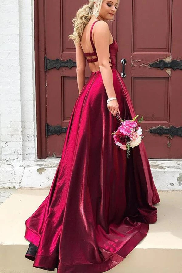 A Line Taffeta Long Prom Dress With Pocket Evening Dress,WP222