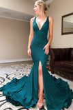 Shiny Mermaid Satin Long Prom Dress With Slit,WP170