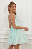 Sparkly Sequins Spaghetti Straps Homecoming Dress,A-line Graduation Dress WD230