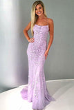 Mermaid Spaghetti Straps Lace Prom Dress Backless Evening Dress,WP056