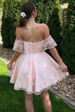 Stunning Off The Shoulder Lace Homecoming Dress,WD155