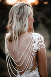 Long Sleeve Illusion Neck Lace Wedding Dress Appliqued Bridal Gown,WW190