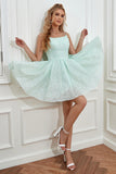 Sparkly Sequins Spaghetti Straps Homecoming Dress,A-line Graduation Dress WD230