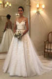 A Line V Neck Tulle Wedding Dress Rustic Bridal Dress ,WW135