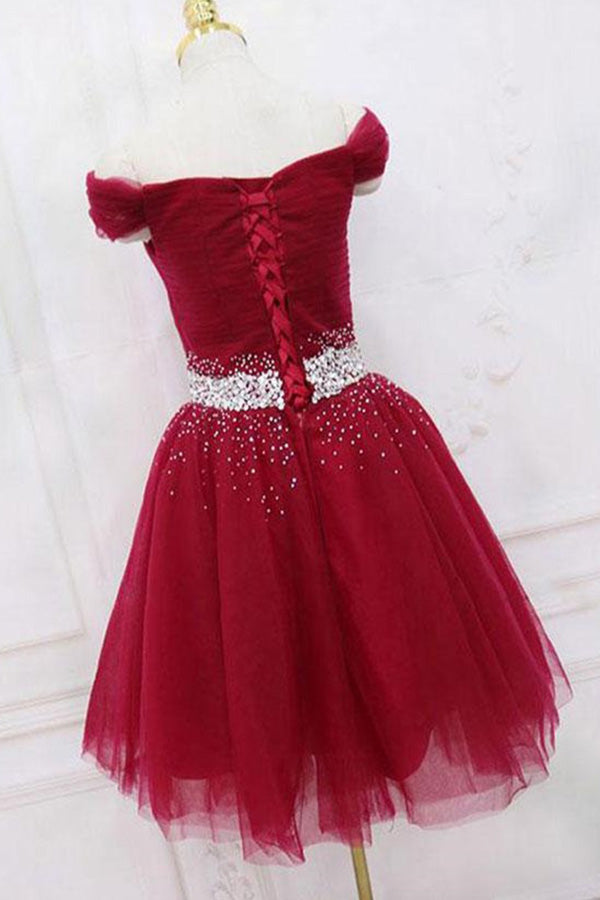 Cute Off The Shoulder Homecoming Dress Tulle Short Prom Dress,WD157