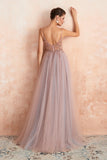 A-line Spaghetti Straps Beaded Prom Dresses With Slit,WP054 winkbridal