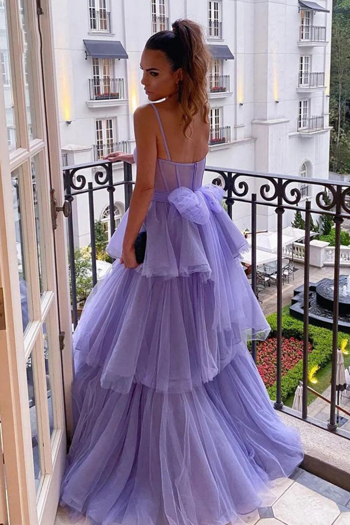 A-line Sweetheart Purple Layered Tulle Prom Dress,WP382winkbridal