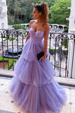 A-line Sweetheart Purple Layered Tulle Prom Dress,WP382winkbridal