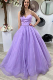 A-line Sweetheart Purple Tulle Long Prom Dress,WP380