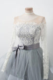Long Sleeve Off The Shoulder Homecoming Dress With Lace Appliques,WD017