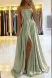 A Line Sage Satin Long Prom Dress,Evening Dress,WP394 winkbridal