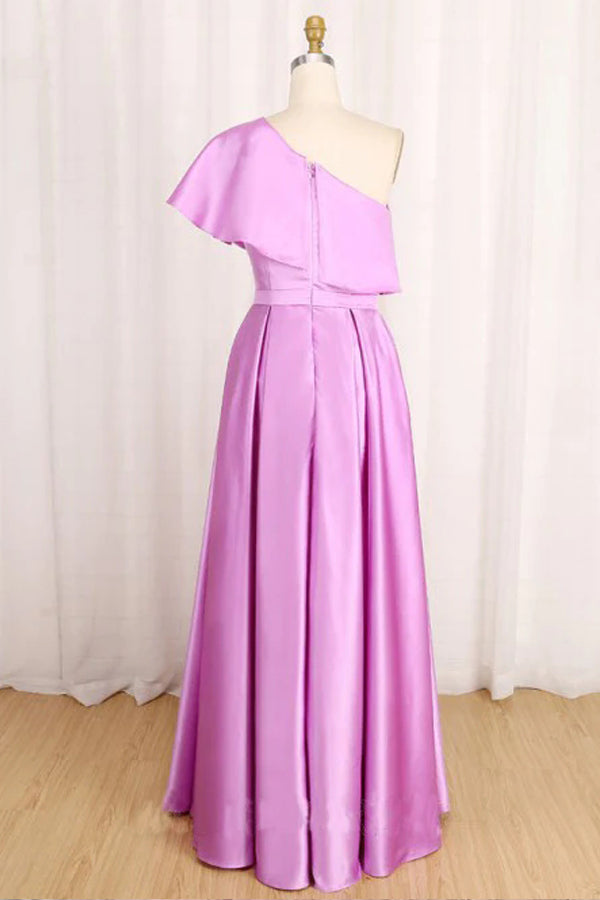 A Line Satin Long Prom Dress One Shoulder Formal Dress,WP086 winkbridal