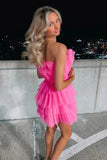 A Line Strapless Tiered Tulle Short Birthday Dress Sweet 16 Dress WD248 winkbridal 