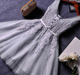 A Line Tulle Homecoming Dress, Lace Up Bridesmaid Dress ,WD010