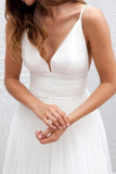 A Line White Backless Beach  Wedding Dress,Winkbridal,WW006
