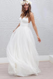 A Line White Tulle Wedding Dress Beach Bridal Gown,WW006