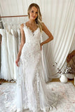 Mermaid Ivory Tulle Lace Long Wedding Dresses Long Bridal Gown,WW229