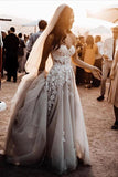 Sweetheart Ivory Tulle Long Wedding Dress Beach Wedding Dress,WW040