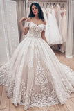 Ball Gown Off The Shoulder Lace Wedding Dress Lace Up Bridal Dress,WW072