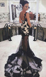 Black Lace Mermaid Long Prom Dress Black Party Dress WP440 winkbridal