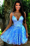Blue Lace A-line Homecoming Dress School Dance Dress WD103