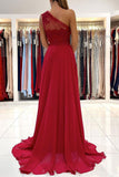 Charming One Shoulder Chiffon Prom Dress With Slit,WP339