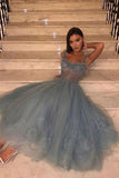 Chic Blue Tule Prom Dress Tea Length Homecoming Dress WD226