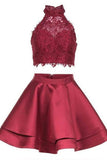 Cute Two Piece Short Homecoming Dress With Lace Top,WD151