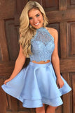 Cute Two Piece Short Homecoming Dress With Lace Top,WD151