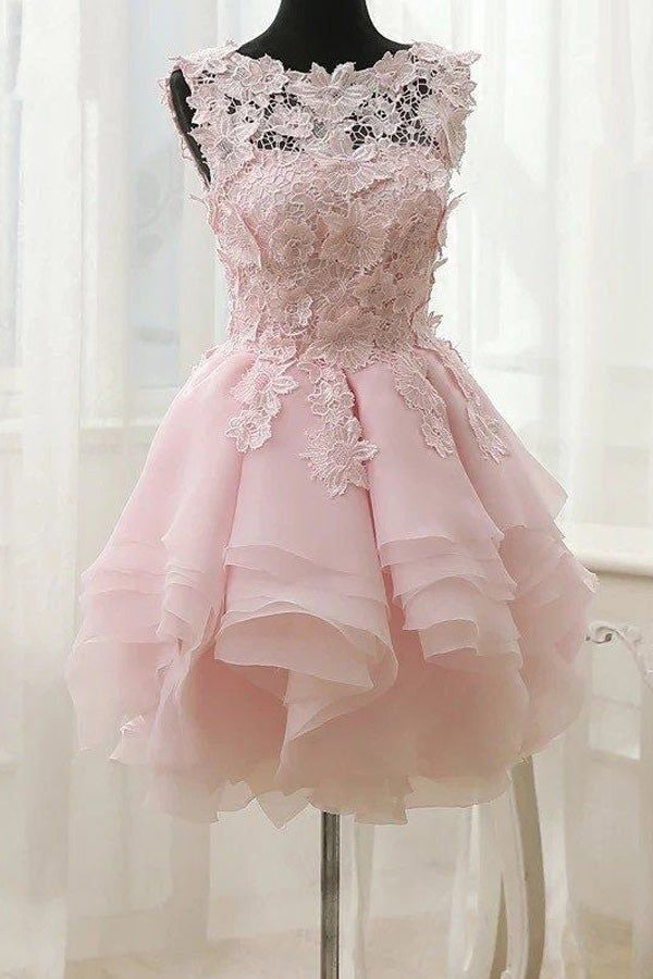 Elegant A-line Lace Tulle Short Homecoming Dress,WD173