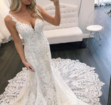 Gorgeous Lace Mermaid Garden Wedding Dress Long Bridal Gown WW289