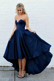 High Low Sweetheart Satin Prom Dress Strapless Fashion Party Dress,WP285