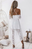 High Low White Lace Homecoming Dress,WD099