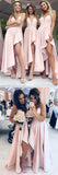 High Low Prom Dress,Spaghetti Straps Bridesmaid Dress,WB001